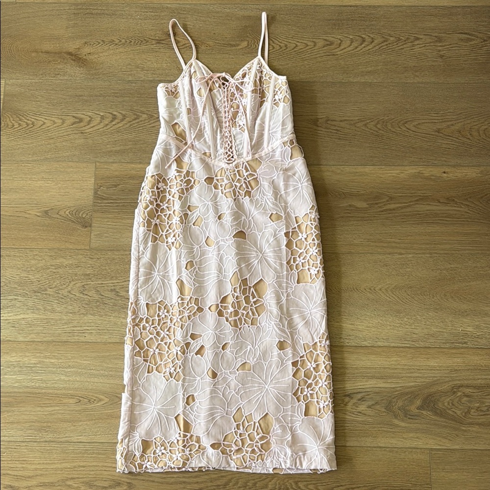 NBD Cream Sheath Midi Dress size small new with tags